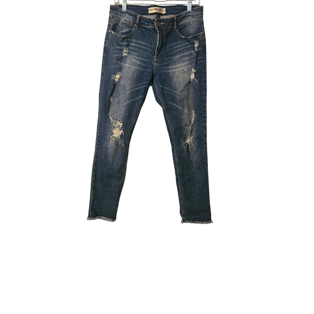 Monkey Ride Women's Distressed Blue Denim Jeans Size 13
